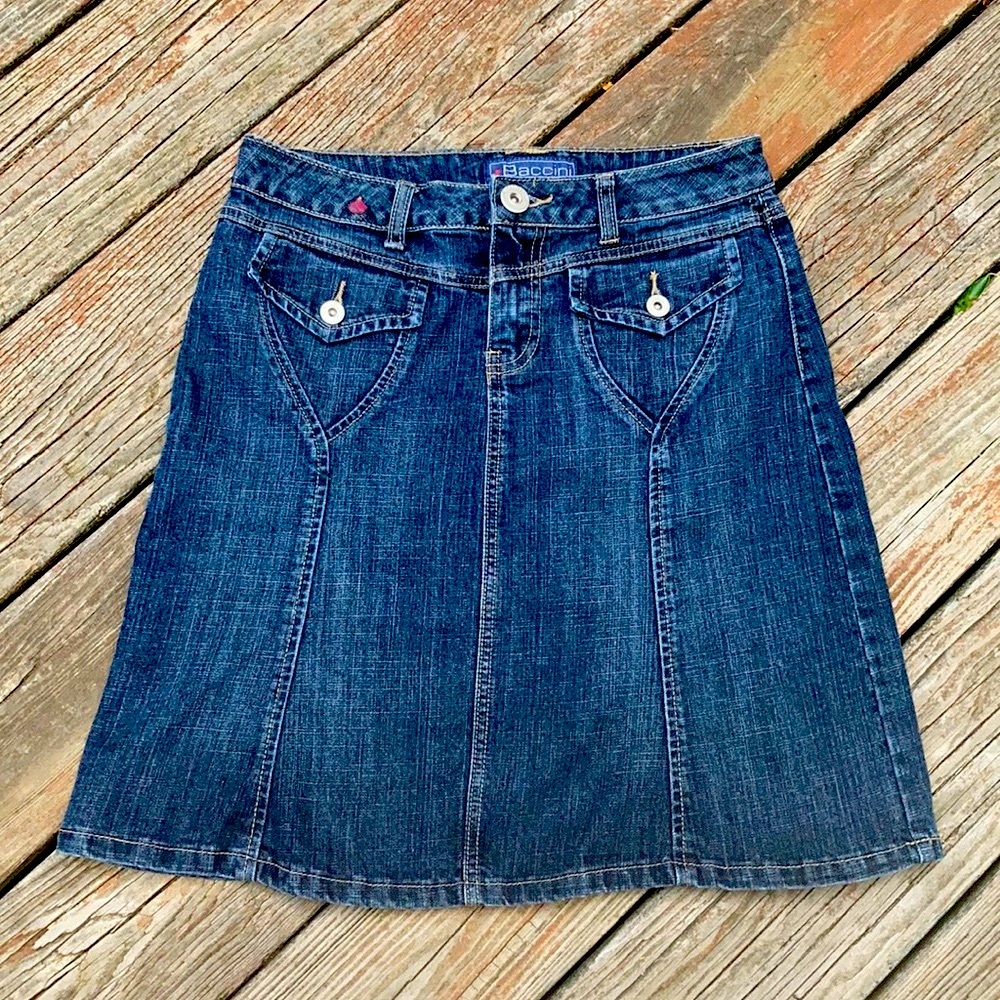Baccini Blue Denim Jeans Skirt Size 4 EUC